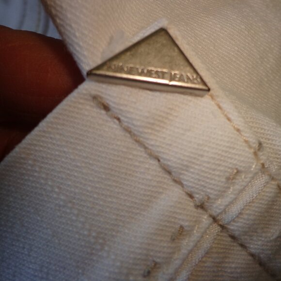 Nine West Bootcut Pants 2 White/Tan Stitching Zip/Button Closure Pockets - Picture 4 of 13